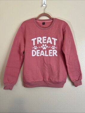 SHEIN Pink "TREAT DEALER" Crewneck Sweatshirt